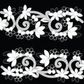 White Richelieu embroidery patterns on the black background